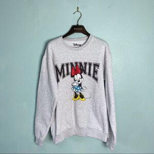 Disney Minnie Mouse Graphic "Minnie" Long Sleeve Grey Sweatshirt, S